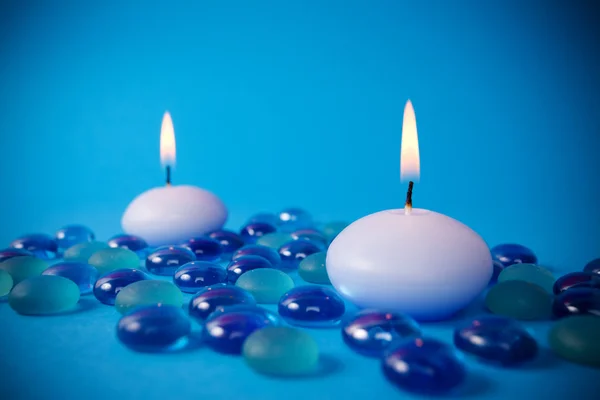 Candles prepared to spa session — Stock Photo, Image