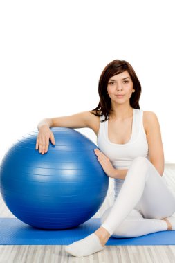 Woman with fitness ball clipart