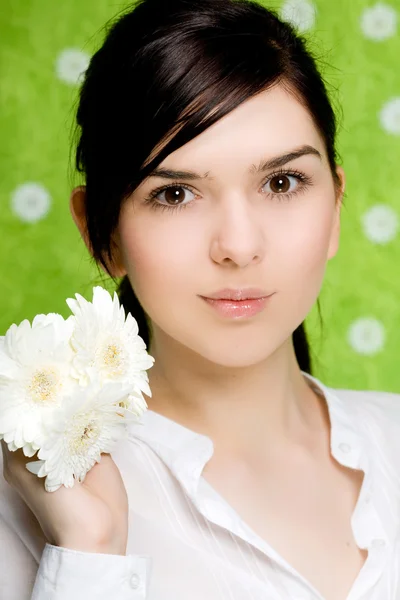 Portrét sexy ženy s květinou — Stock fotografie
