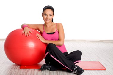 Woman with fitness ball clipart