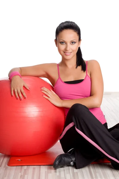 Žena s fitness míčem — Stock fotografie