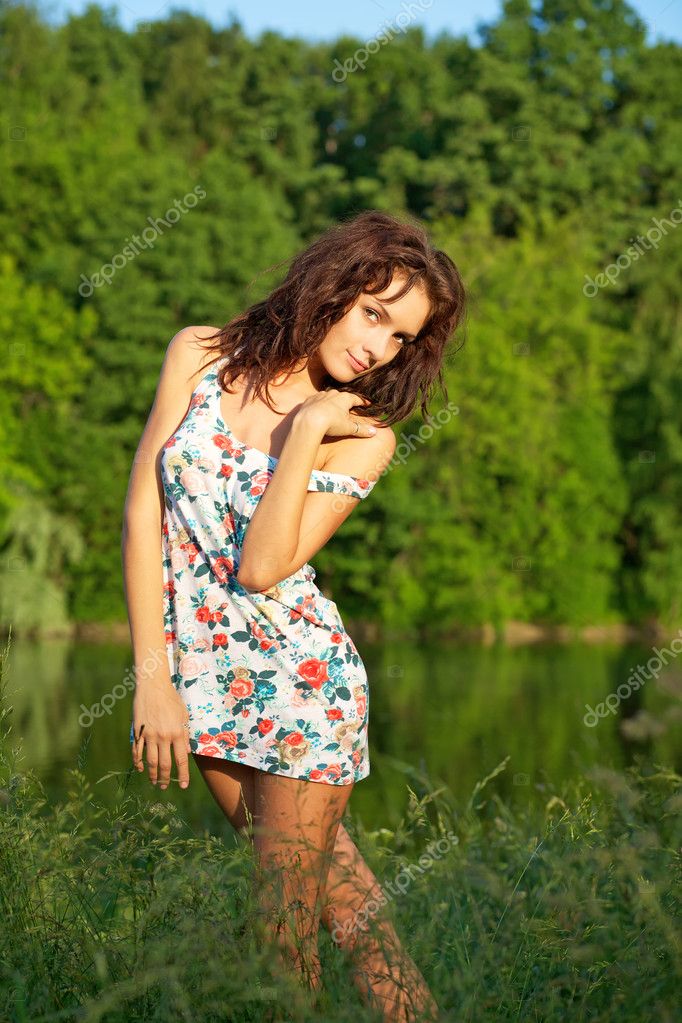 Young sexy woman posing outdoors — Stock Photo © Sergios #3373787
