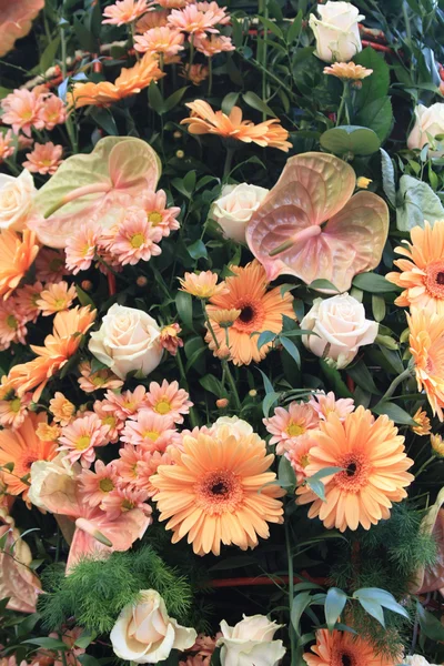 Ροζ πορτοκαλί λουλούδι ρύθμιση — Φωτογραφία Αρχείου