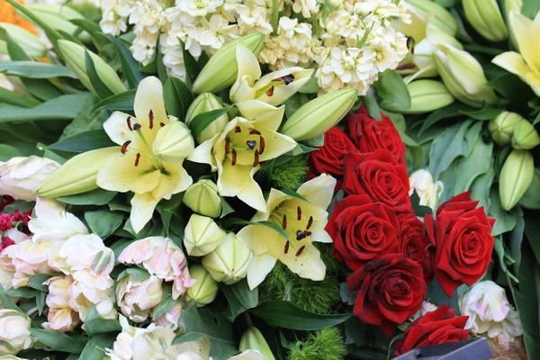 Kırmızı ve beyaz çiçek aranjmanı — Stok fotoğraf