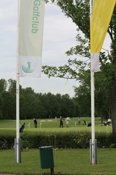 Вход в гольф-клуб: на зеленом — стоковое фото
