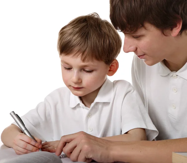 Two brothers does lessons — Stock Photo, Image