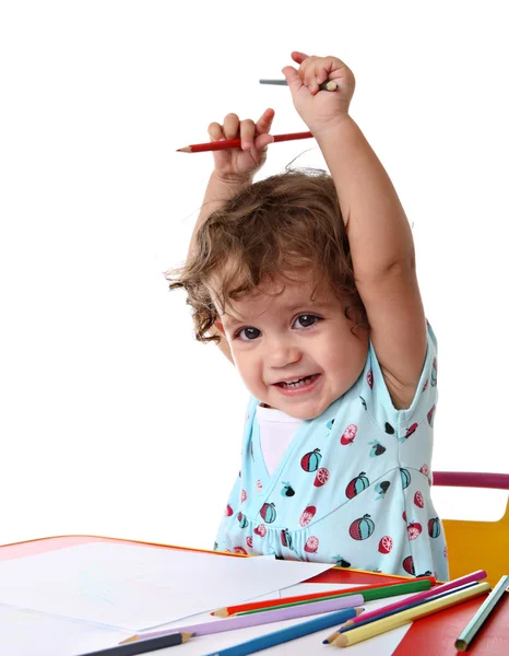 Bebé niña pintura —  Fotos de Stock
