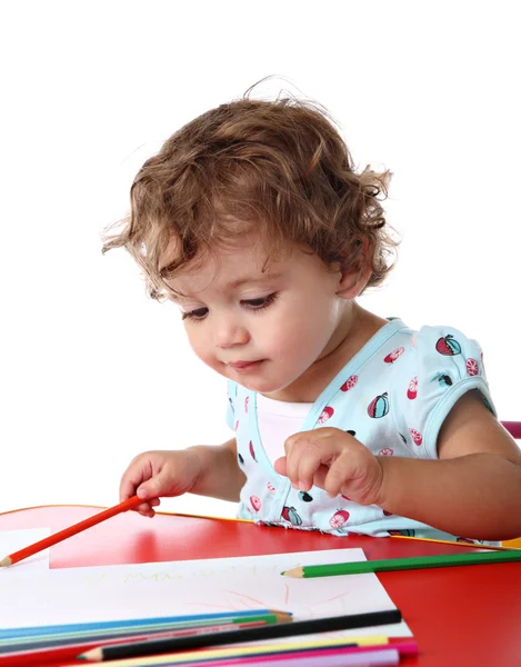 Baby girl painting Stock Photo