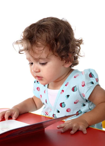 Bébé fille lecture livre — Photo