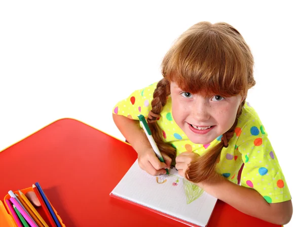Funny little girl painting — Stock Photo, Image