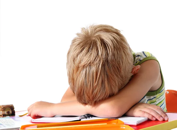 Tired school boy — Stock Photo, Image