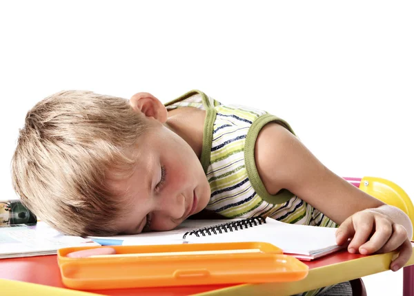 Chico de escuela cansado — Foto de Stock