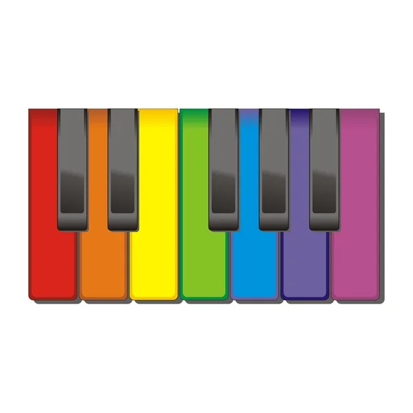 Colorful piano keyboard octave with colored instead of white keys to