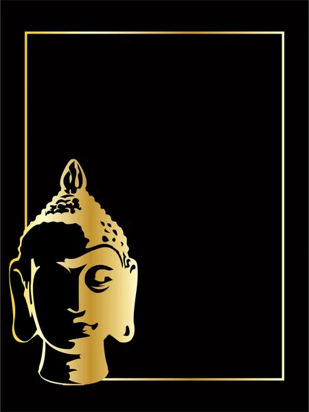 Guld vektor buddha på svart bakgrund — Stock vektor