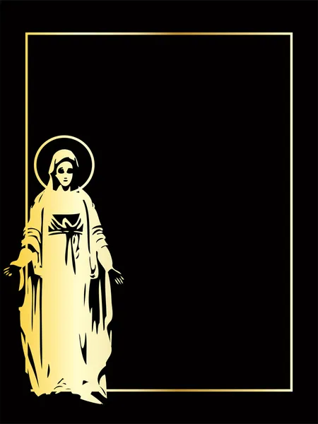 Die goldene Vektor Jungfrau Maria Statue — Stockvektor