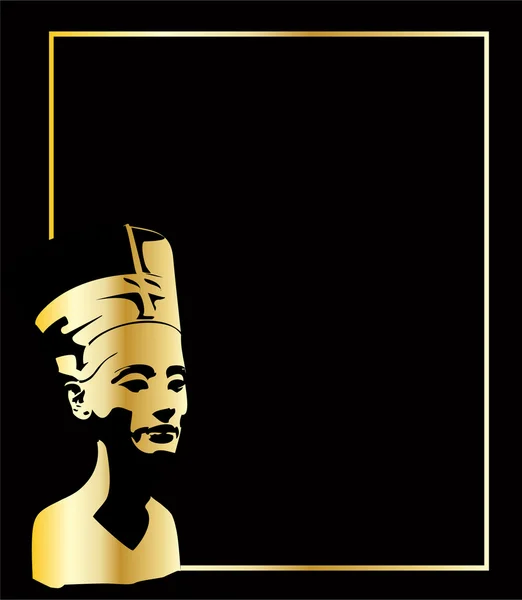 La testa vettoriale d'oro di Nefertiti — Vettoriale Stock