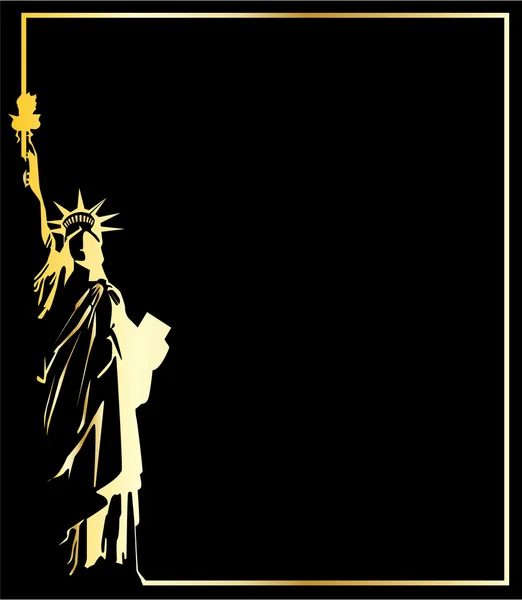 A estátua de ouro vetor da liberdade sobre fundo preto — Vetor de Stock