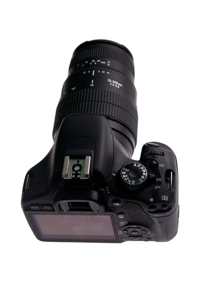 DSLR fényképezőgép, elszigetelt fehér — Stock Fotó