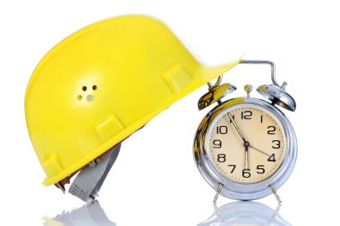 Alarm clock and helmet clipart