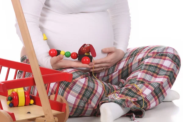 妊娠中の女性やおもちゃ — ストック写真