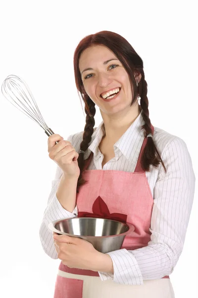 Beautiful housewife preparing — Stock Photo, Image