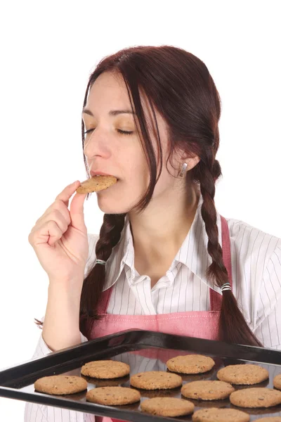 Housewife eating — Stock Photo, Image