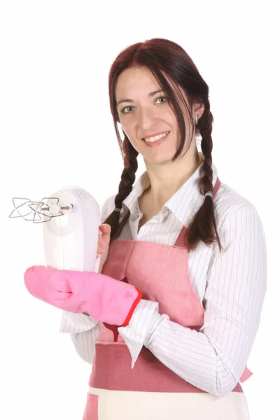 Housewife with electric beater — Stock Photo, Image