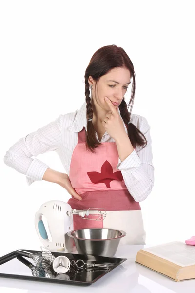 Beautiful housewife preparing — Stock Photo, Image