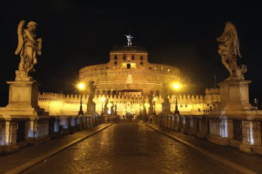 görünümünü castel sant' angelo gece, Roma, İtalya