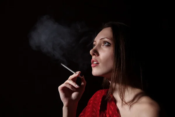 Portrait of the smoking woman — Stock Photo, Image
