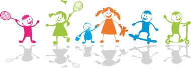 Happy playing children.Sport clipart