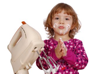 Little girl with cream clipart