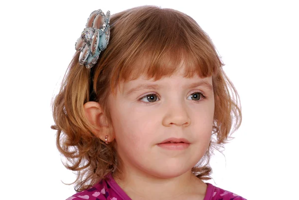 Krása holčička s vlasy stic květina — Stock fotografie