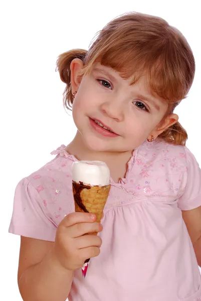 Malá holčička se zmrzlinou — Stock fotografie