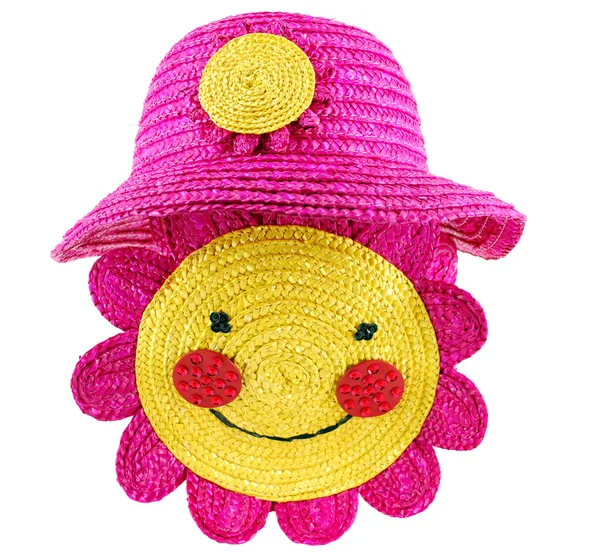 Sombrero de paja y bolsa para niño de verano — Stok fotoğraf