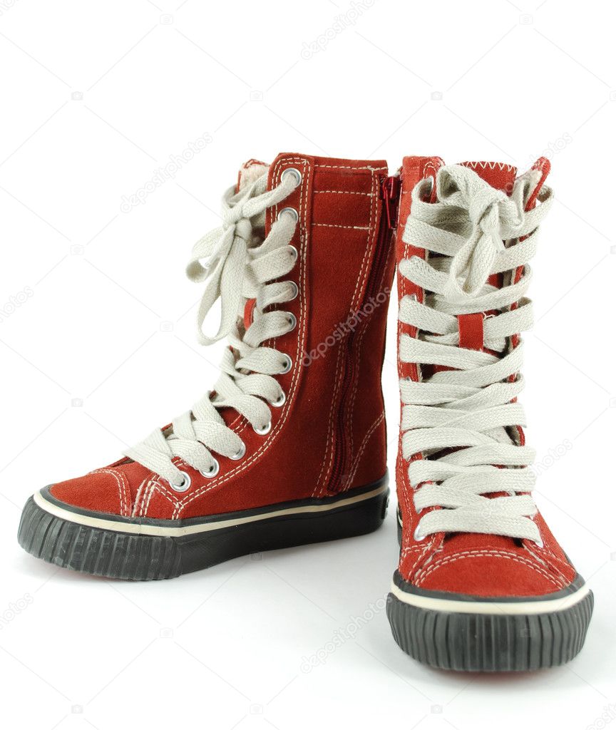 Child tall red sneaker shoes