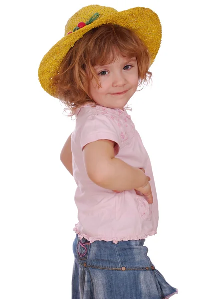 Kleines Mädchen mit Hut posiert — Stockfoto