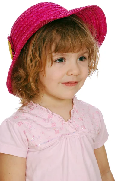 Mała dziewczynka w czerwonym kapeluszu — Zdjęcie stockowe