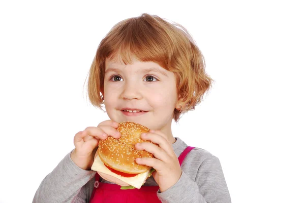 Little girl with sandwich — Stock Photo, Image