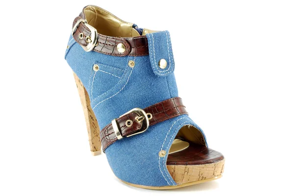Frau blaue Jeans Schuh — Stockfoto