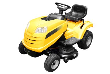 Yellow lawn mower isolated clipart