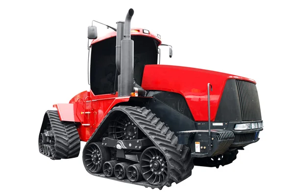 Stora röda caterpillar traktorn isolerade — Stockfoto