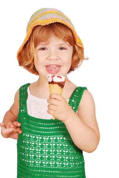 Краса маленька дівчинка з морозивом — стокове фото