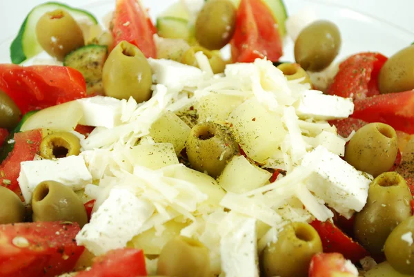 Salada grega detalhe próximo — Fotografia de Stock
