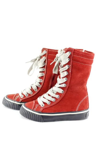 Child red sneakers — Stock Photo, Image