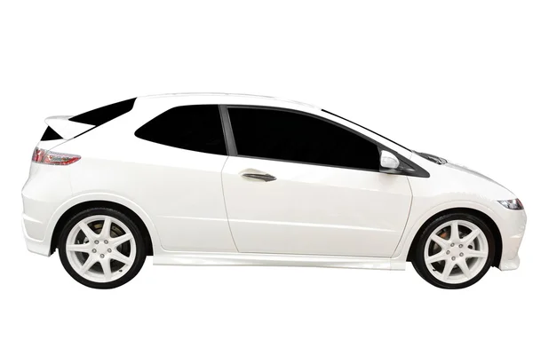 Nowy samochód szybko biały na białym tle — Zdjęcie stockowe