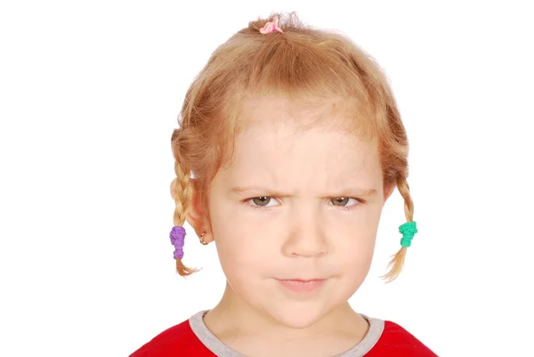 Θυμωμένος λίγο κορίτσι πορτρέτο — Φωτογραφία Αρχείου
