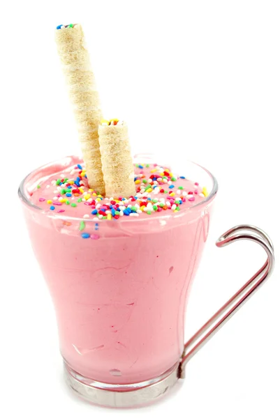 Strawberry frappe with wafer — Stock Photo, Image