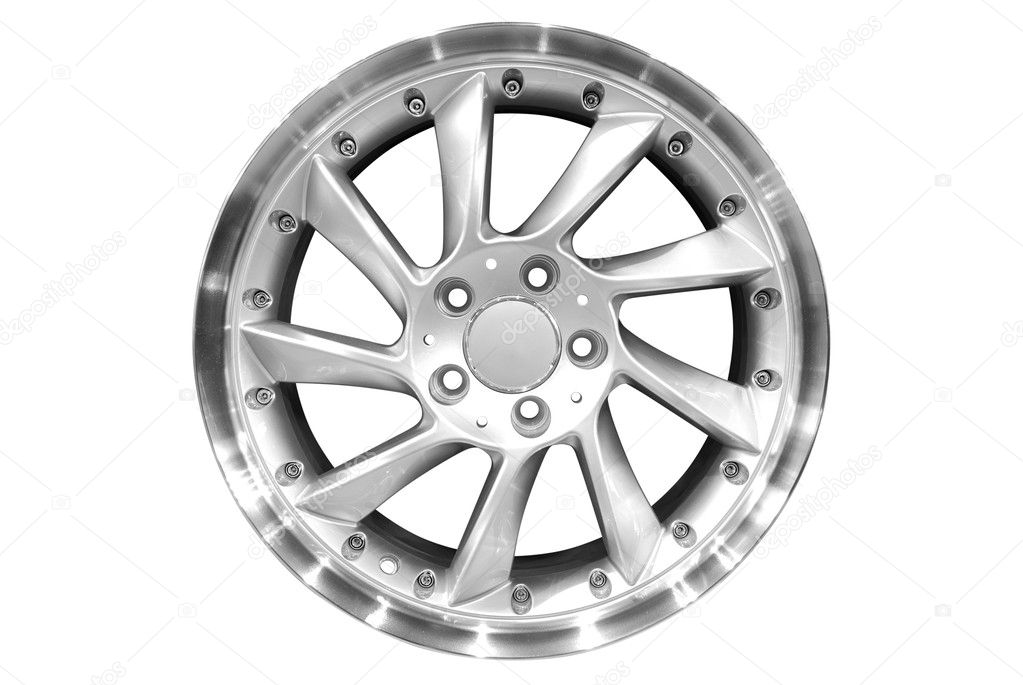 Car racing aluminum wheel isolated