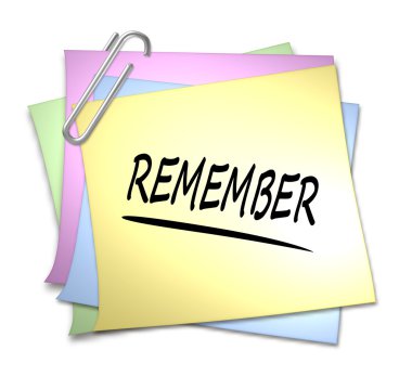 Memo with Paper Clip - remember clipart